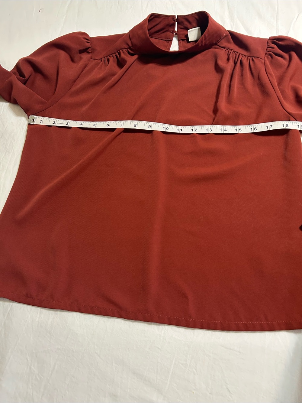Joie Rust Burgundy Mock Neck Blouse Puff Sleeve Quiet Luxury Small Petite - Picture 7 of 10